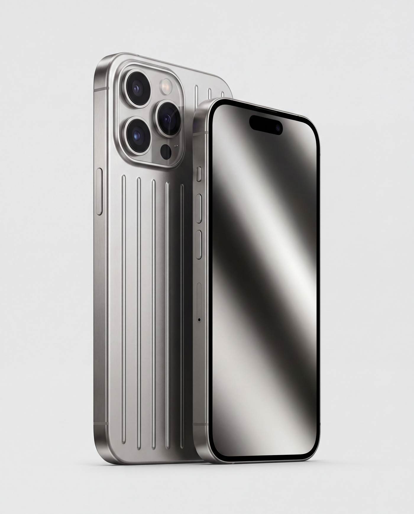 Silver | Hero — ribbed case and phone, silver chrome screen